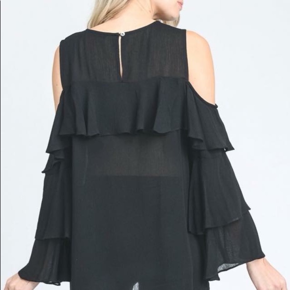 Cold Shoulder Ruffle Top - Picture 3 of 3